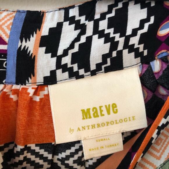 Anthro Maeve Catiana Patchwork Puff-Sleeve Blouse - Picture 6 of 8